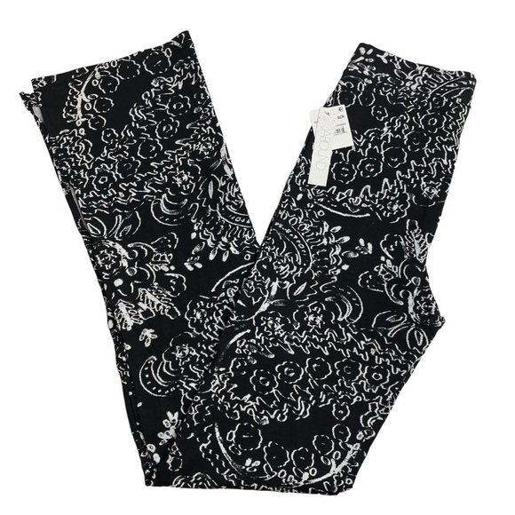 Abound Nordstrom Pull On Flare Pants in Black White Bandana Daisies XS New - Picture 1 of 8